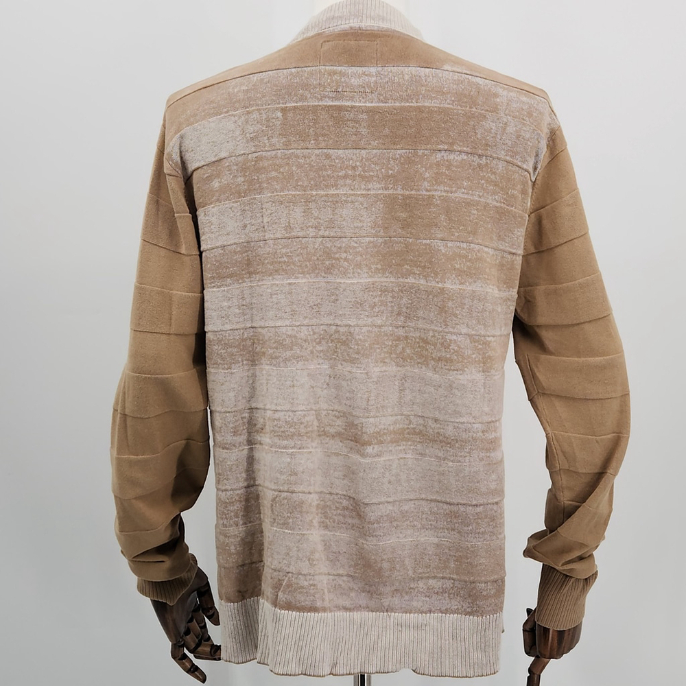 Mens A. Tiziano Wheat Tan Distressed Front Buttoned Sweater Size Large Gorp - Picture 4 of 14